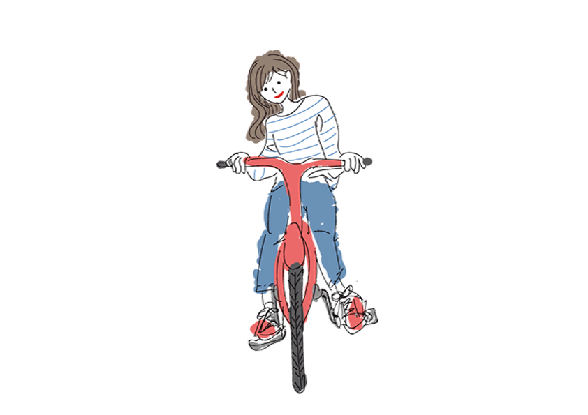 女性と自転車のイラスト